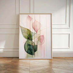 3 Pcs Green & Pink Abstract Plant Wall Art by Snagg A Print