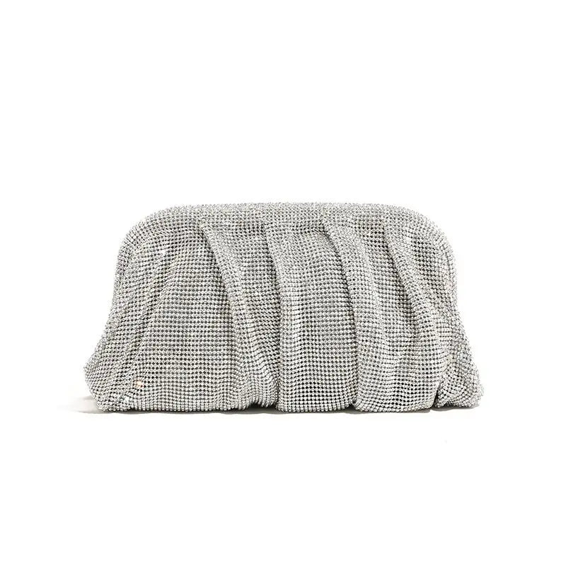 Shiny Rhinestone Crystal Fold Evening Clutch