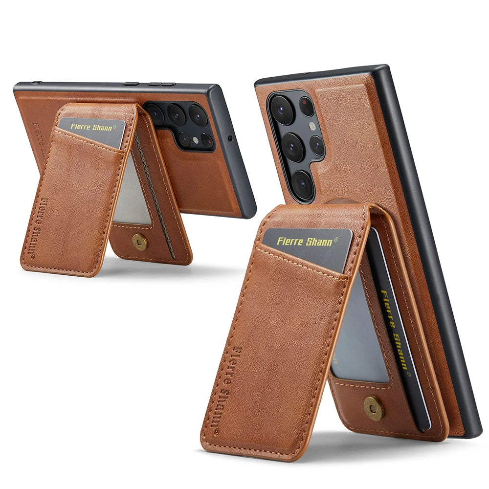 Leather MagSafe Case with Card Holder & Stand For Samsung Galaxy S25 / Series by Snagg A Phone Case