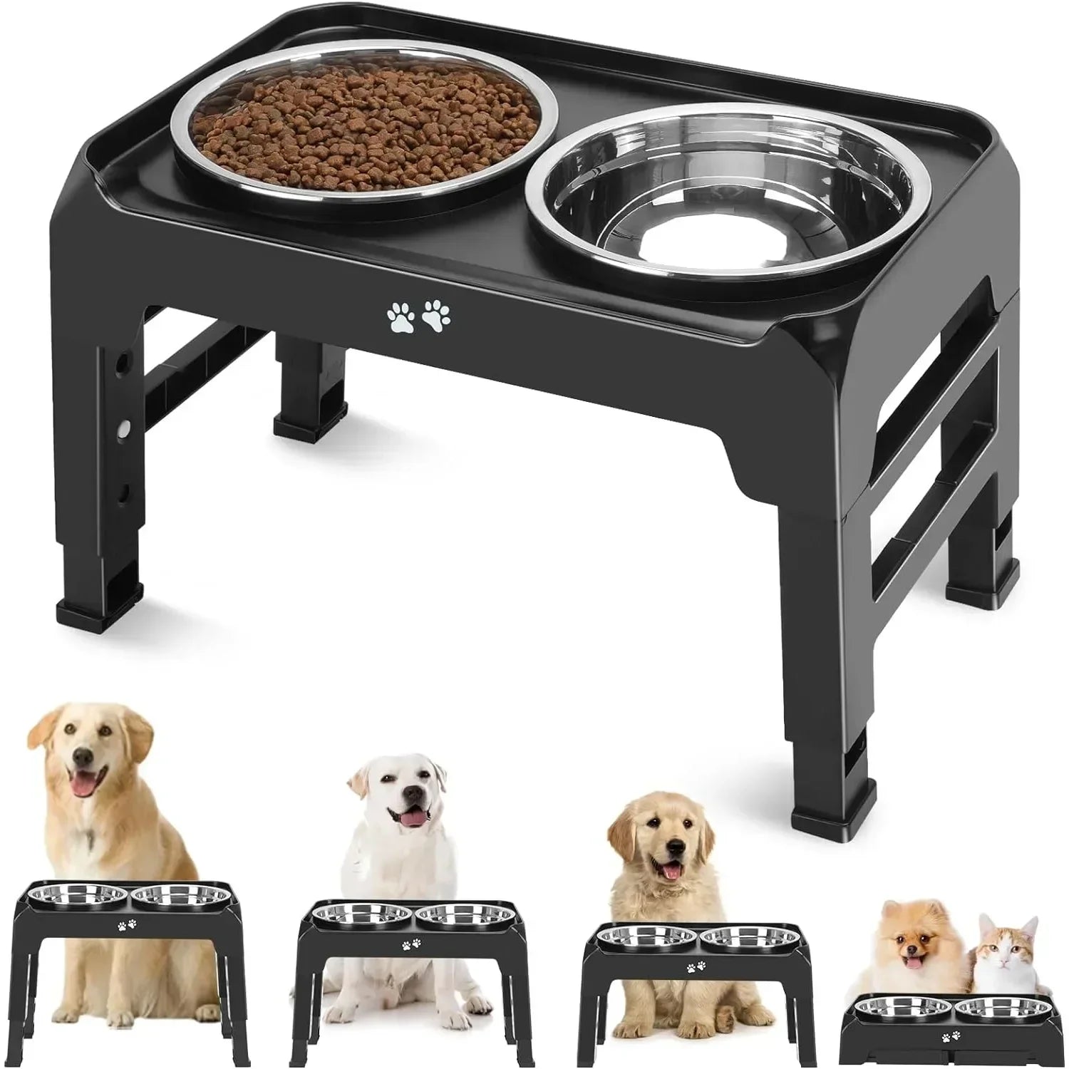 Elevated Adjustable Raised Pet Bowl Stand by Snagg A Feeder
