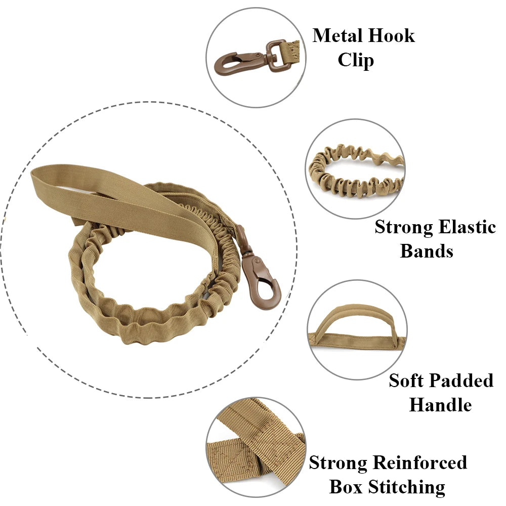 Tactical Large Dog Harness & Leash with MOLLE Pouches – Training Vest for Golden Retriever & French Bulldog