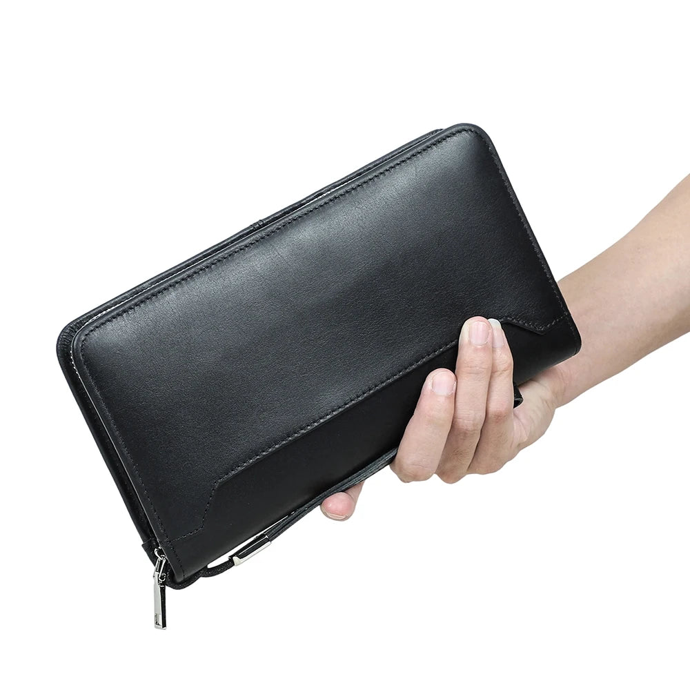 Genuine Leather Family Passport Wallet with AirTag Slot – Boarding Pass, Card & Pen Holder