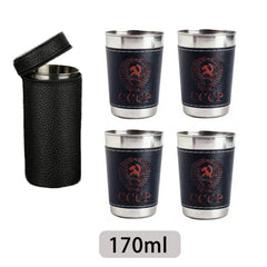 LISM Outdoor Travel Cups Set 4pcs PU Leather Stainless by Snagg A Cup