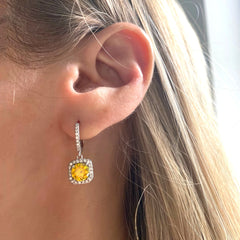 Teal Moissanite Drop Earrings