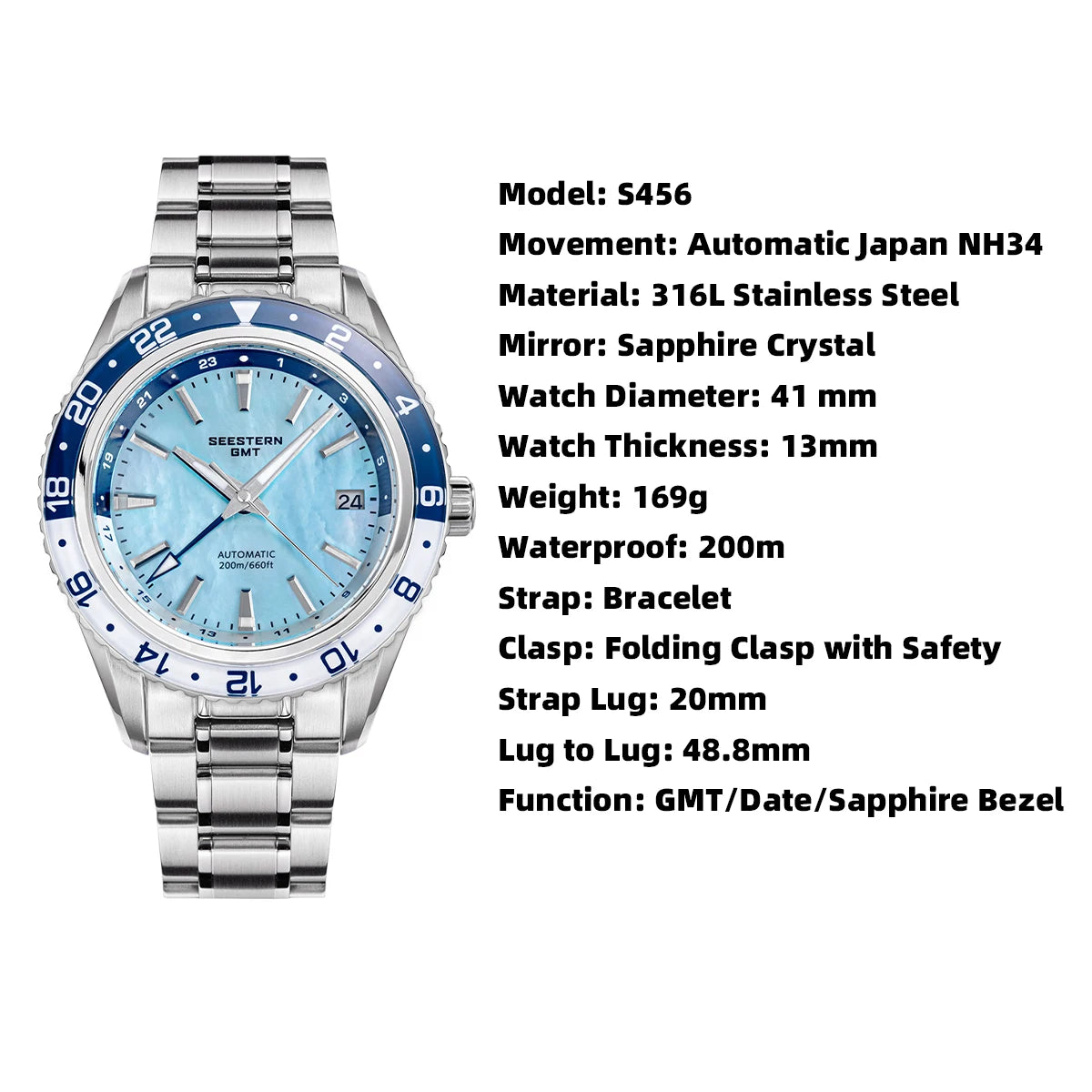 Automatic GMT Diver Watch – NH34 Movement | Sapphire Crystal | 20BAR Water Resistant | Dual Time Travel Edition - Men’s
