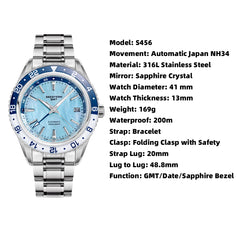 Automatic GMT Diver Watch – NH34 Movement | Sapphire Crystal | 20BAR Water Resistant | Dual Time Travel Edition - Men’s