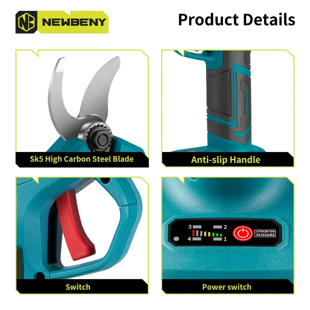 30mm 4-Gear Brushless Cordless Electric Pruning Shears