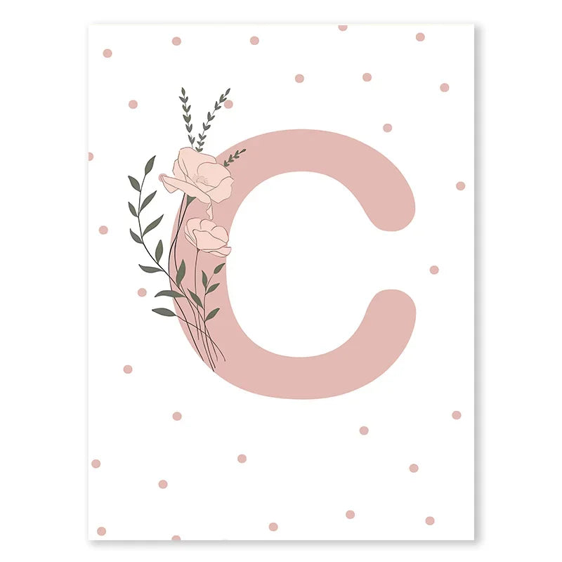 Pink Butterfly And Letters Wall Art by Snagg A Print