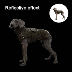 Quilted Winter Dog Jacket for Large Dogs – Windproof Reflective Water-Repellent Adjustable Coat