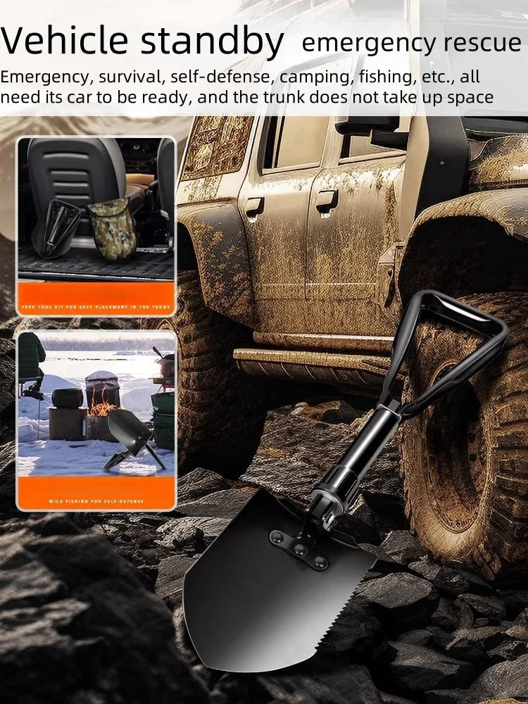 Military-Grade Folding Survival Shovel