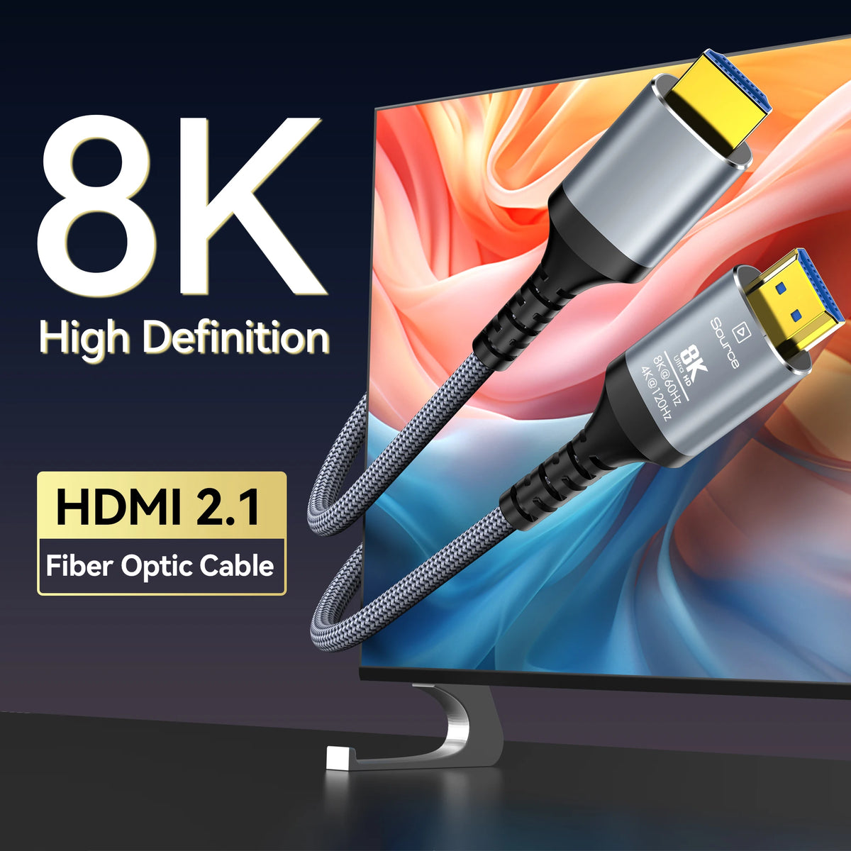 8K HDMI 2.1 Fiber Optic Cable – Supports 8K@60Hz & 4K@120Hz by Snagg An HDMI Cable