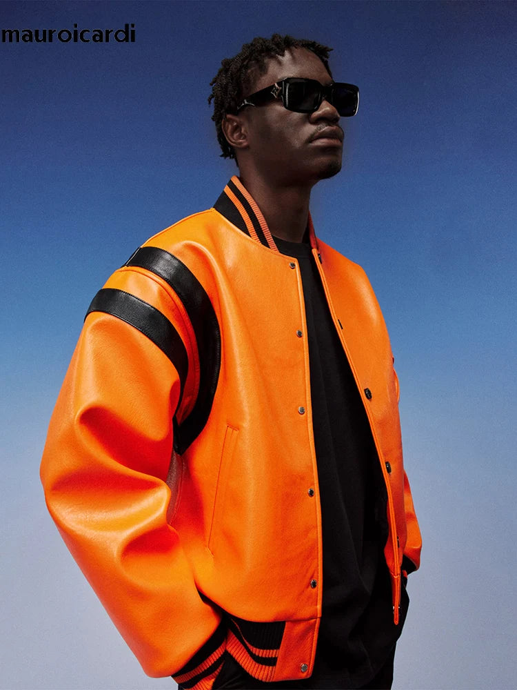 Purple & White Patchwork PU Bomber Jacket by Snagg A Jacket