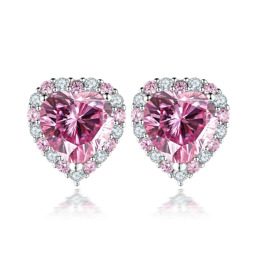 FIRERING Pink Heart Moissanite Necklace Earring Set 2ct GRA Certificate Passed Diamond Test Women Jewelry Gift S925 Silver by SnaggIt