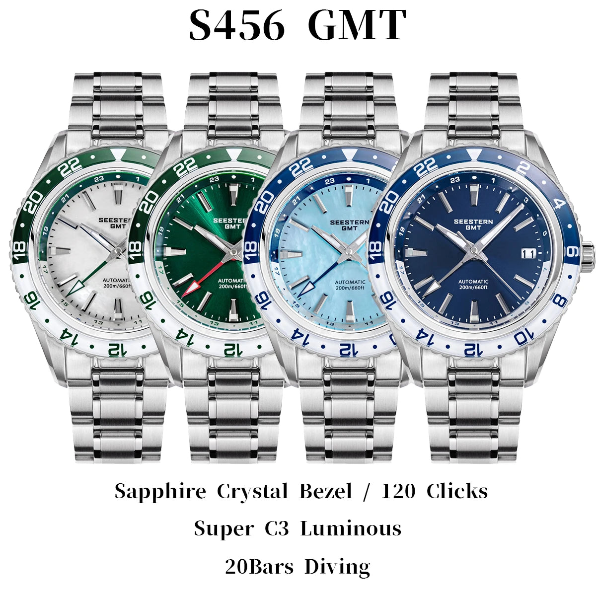Automatic GMT Diver Watch – NH34 Movement | Sapphire Crystal | 20BAR Water Resistant | Dual Time Travel Edition - Men’s