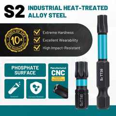 25 Pcs Tamper Proof Torx Bit Set – Magnetic Star Bits for Impact Driver with S2 Steel Construction & Storage Case