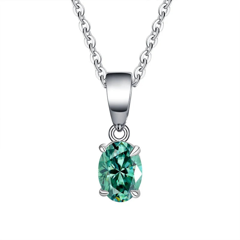 1–2CT Oval Moissanite Pendant Necklace