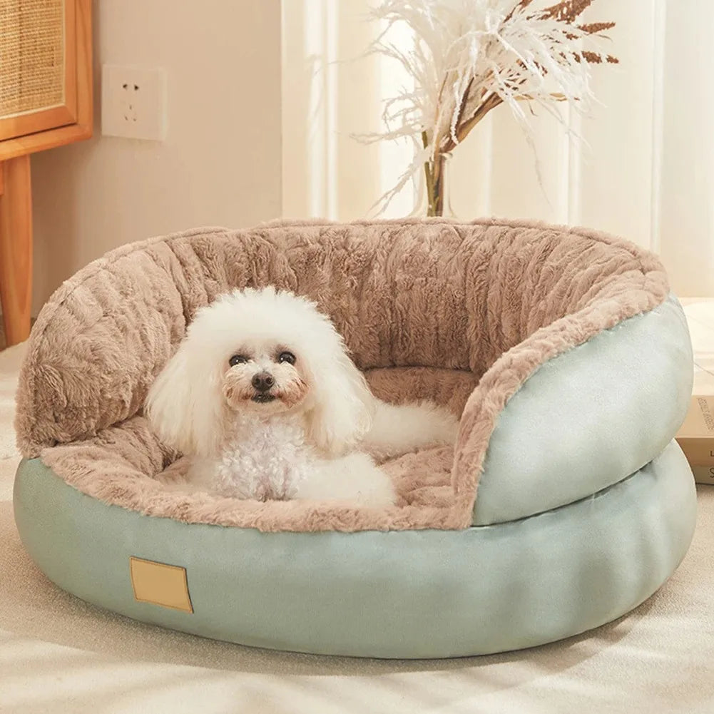 Round Plush Anti-Anxiety Pet Bed by Snagg A Pet Bed