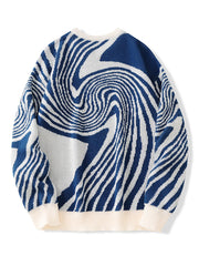 Men’s Maze Jacquard Pullover | Geometric Contrast Round-Neck Sweater