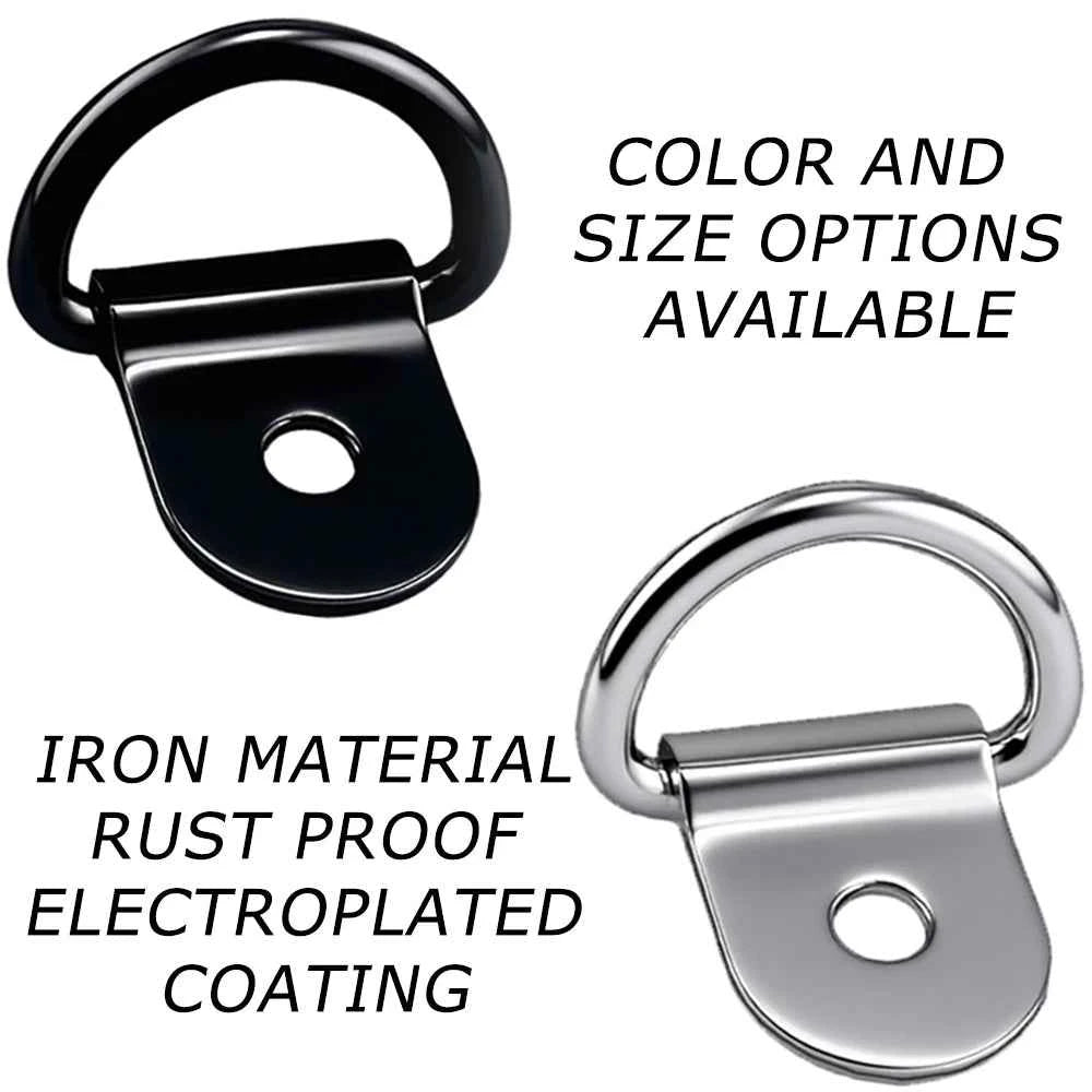 D-Shaped Anchor Rings & Hooks | Iron Cargo Tie Suspension Rings for Truck Trailer RV Ship 1–50pcs
