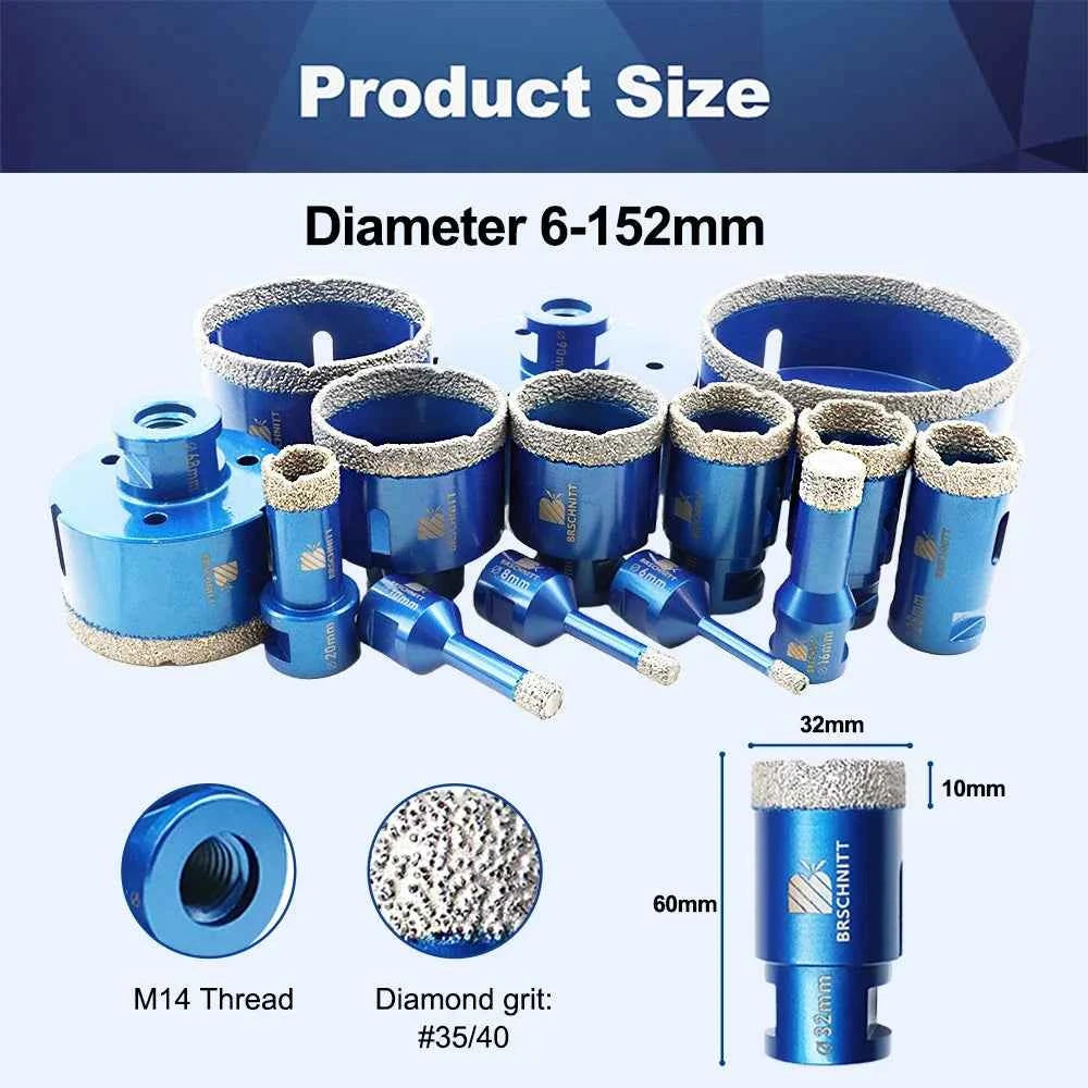 Vacuum Brazed Diamond Core Drill Bit & Heavy Duty Hole Saw for Granite, Porcelain, and Ceramic