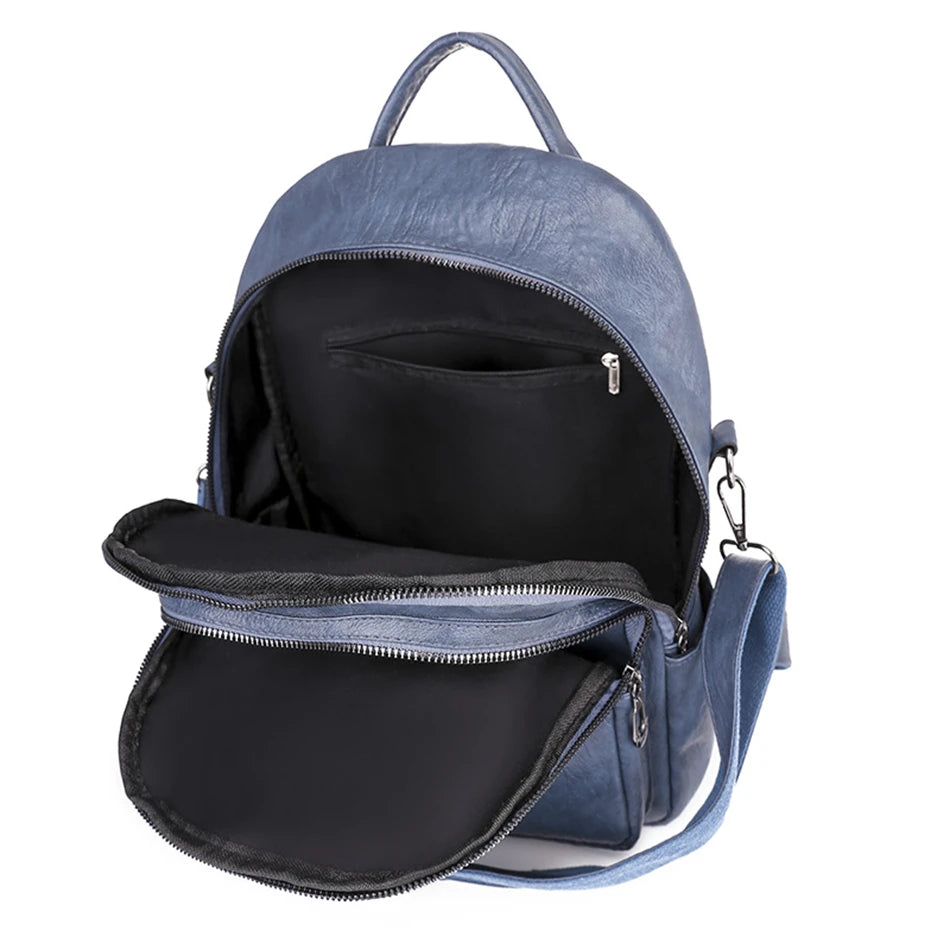 Soft PU Leather Multifunctional School Backpack