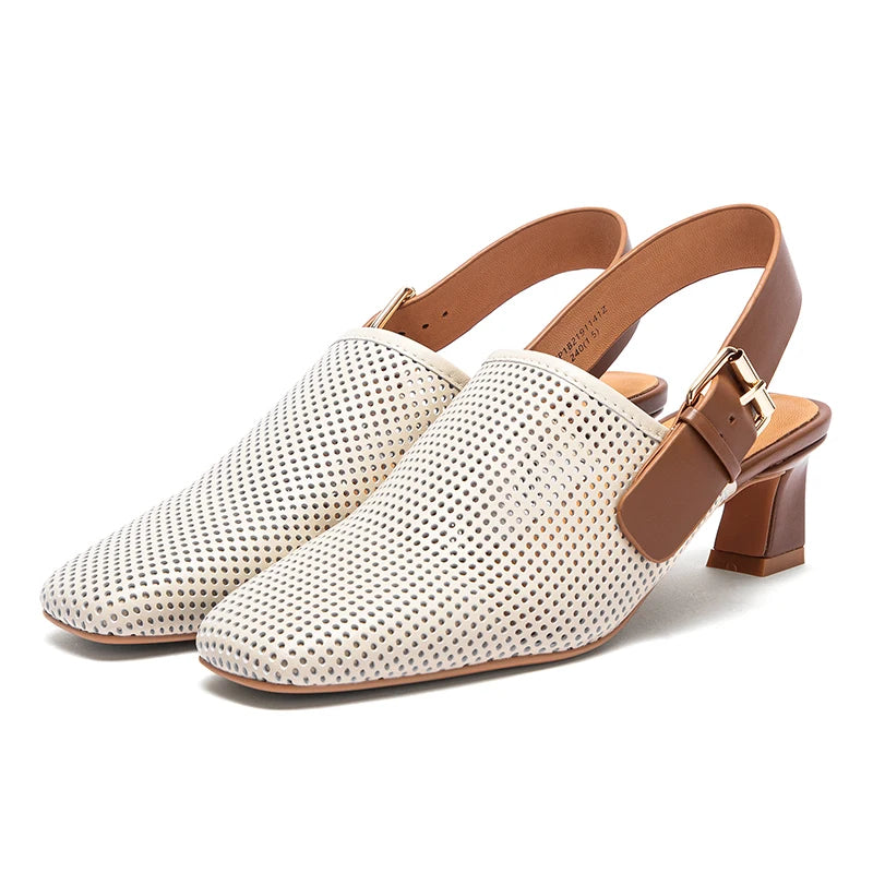 Women’s Leather Hollow Sandals by Snagg A Shoes