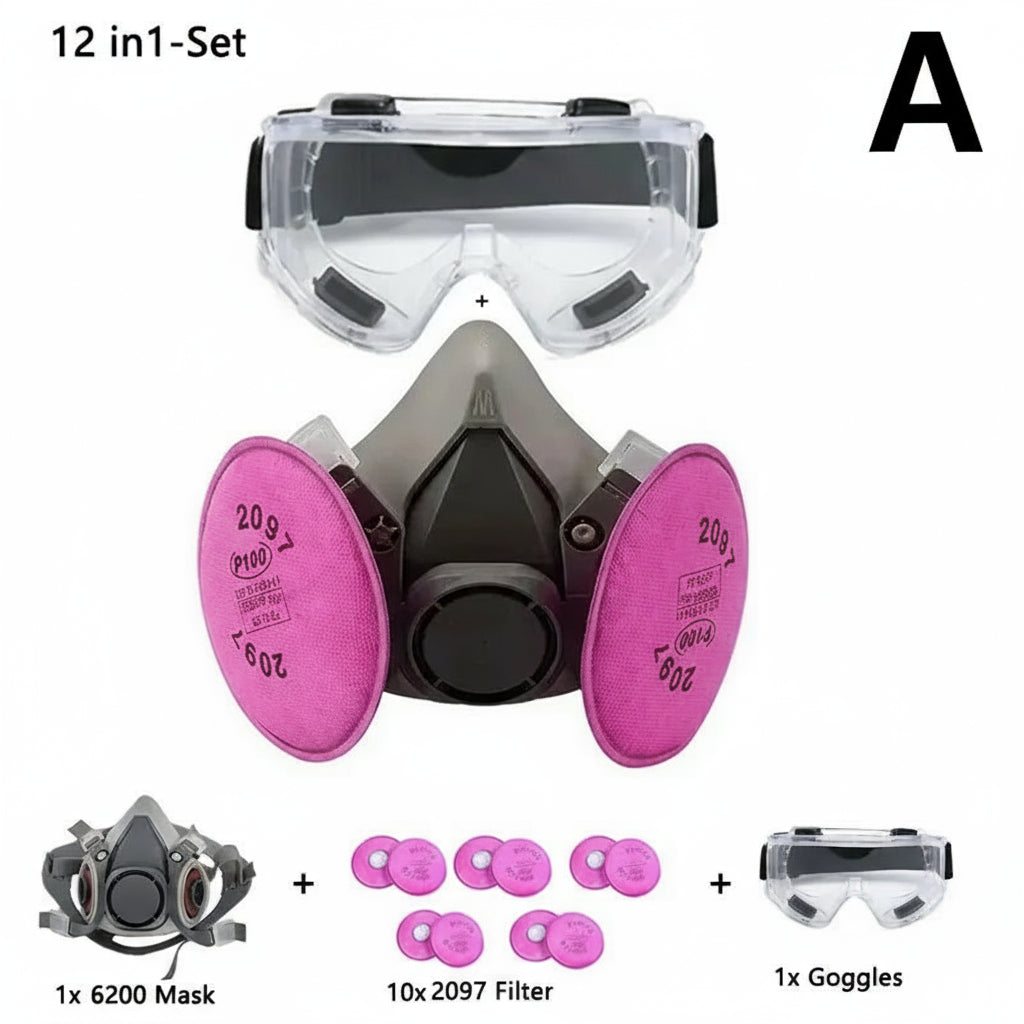6200 Half Face Respirator Mask with Filters by Snagg A Face Mask