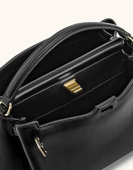 French-Style Snap Closure Women's Crossbody Bag – Small Exclusive High-End Genuine Leather Shoulder Bag