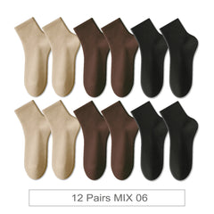 12 Pair Soft Cotton Ankle Colourful Socks Everyday Breathable Set