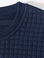 Men’s Jacquard Check Pullover | Autumn/Spring Crew Neck Knitted Sweater