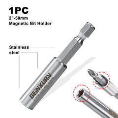 2" Stainless Steel Magnetic Screwdriver Bit Holders – Hex Shank, Quick-Change