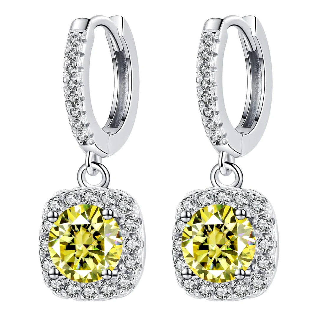 Teal Moissanite Drop Earrings