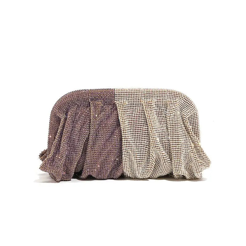Shiny Rhinestone Crystal Fold Evening Clutch