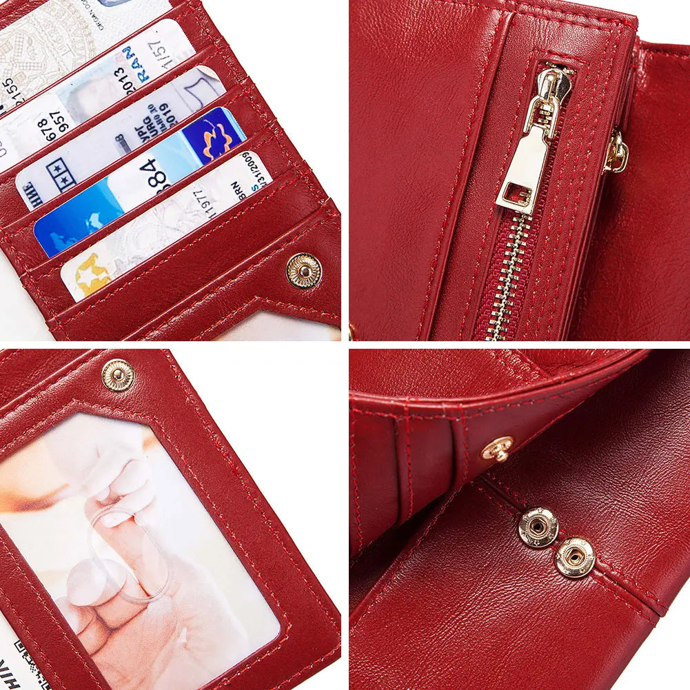 Genuine Leather RFID Long Wallet