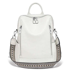 Genuine Leather Convertible Backpack – Multi-Pocket Day Pack & Shoulder Bag for Travel & Commuting