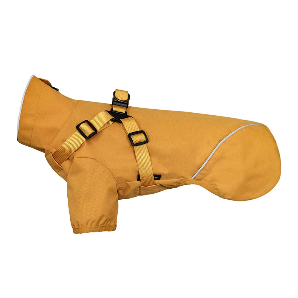 Waterproof Dog Rain Jacket with Harness – Safety Reflective Outdoor Raincoat for Small Dogs (Jungle & Camping)