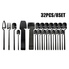 32pcs Black Matte Cutlery Set by Snagg A Dinnerware