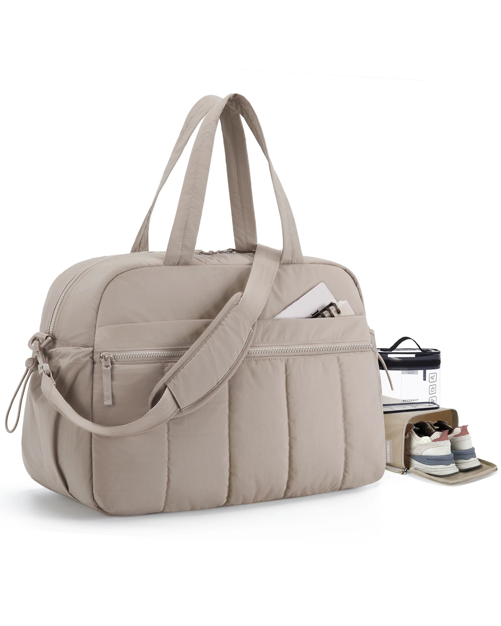 Women's Lightweight Weekender Duffel Bag – Water-Resistant Travel & Gym Carry-On with Wet Pocket (24L+)