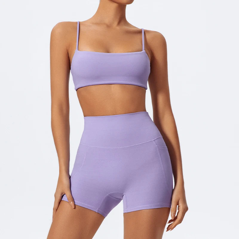 Women's Long Sleeve Workout Suit | Quick-Dry Gym Bra & Short Tracksuit Running Yoga Clothes Set
