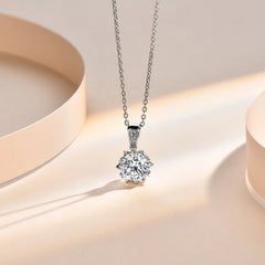 1 Carat Round Brilliant Moissanite Pendant Necklace
