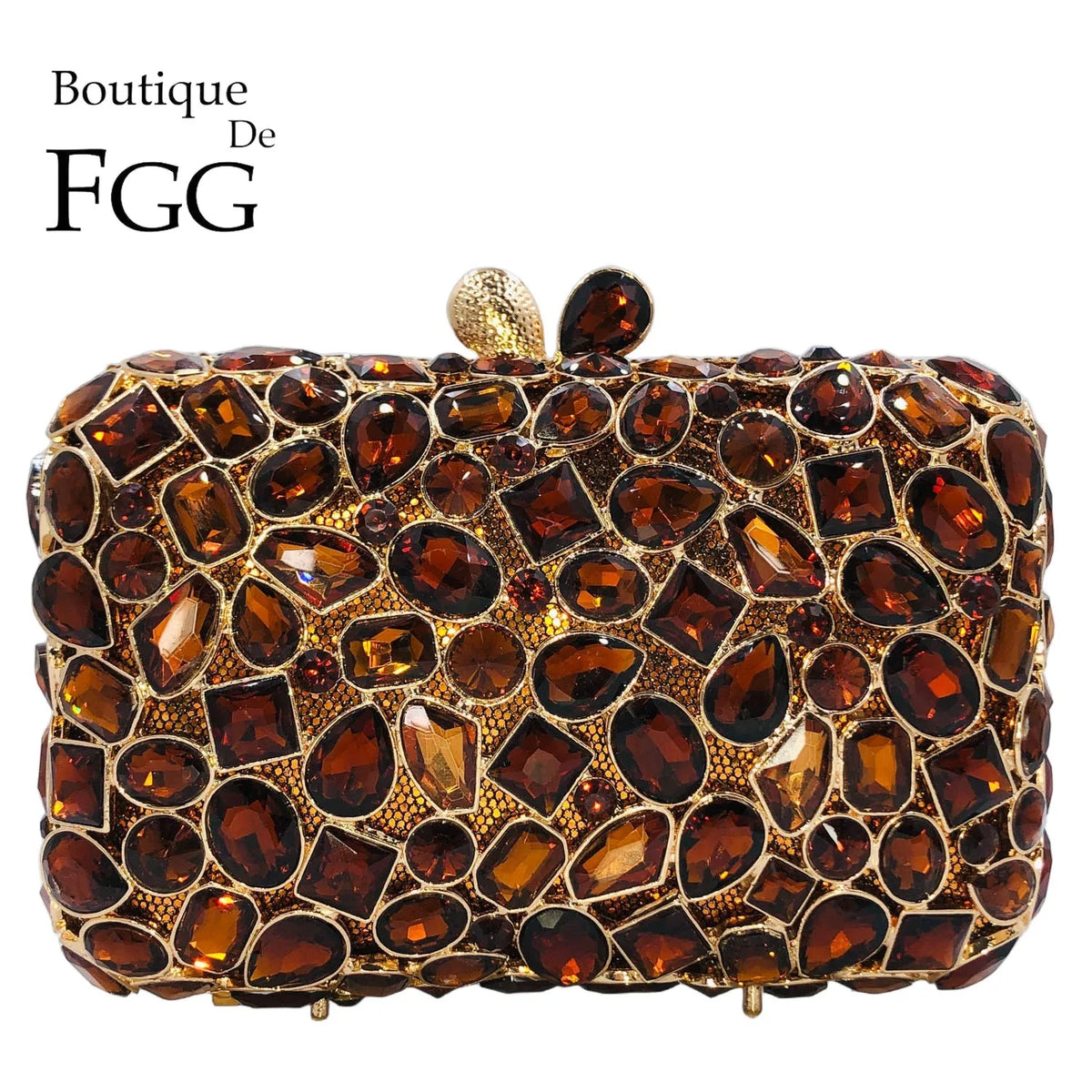 Brown Crystal Evening Clutch