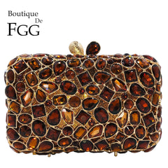 Brown Crystal Evening Clutch