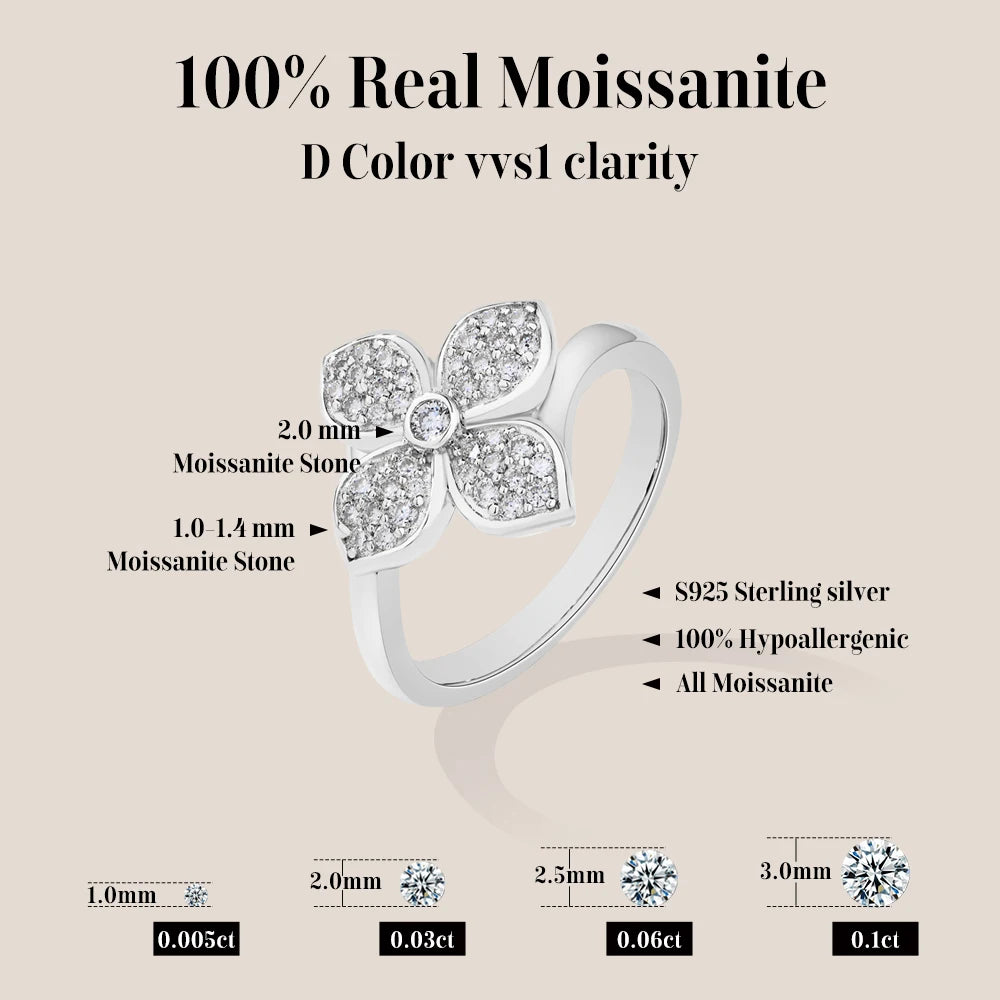 Original Moissanite Cross Flower Ring