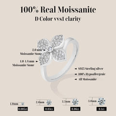 Original Moissanite Cross Flower Ring