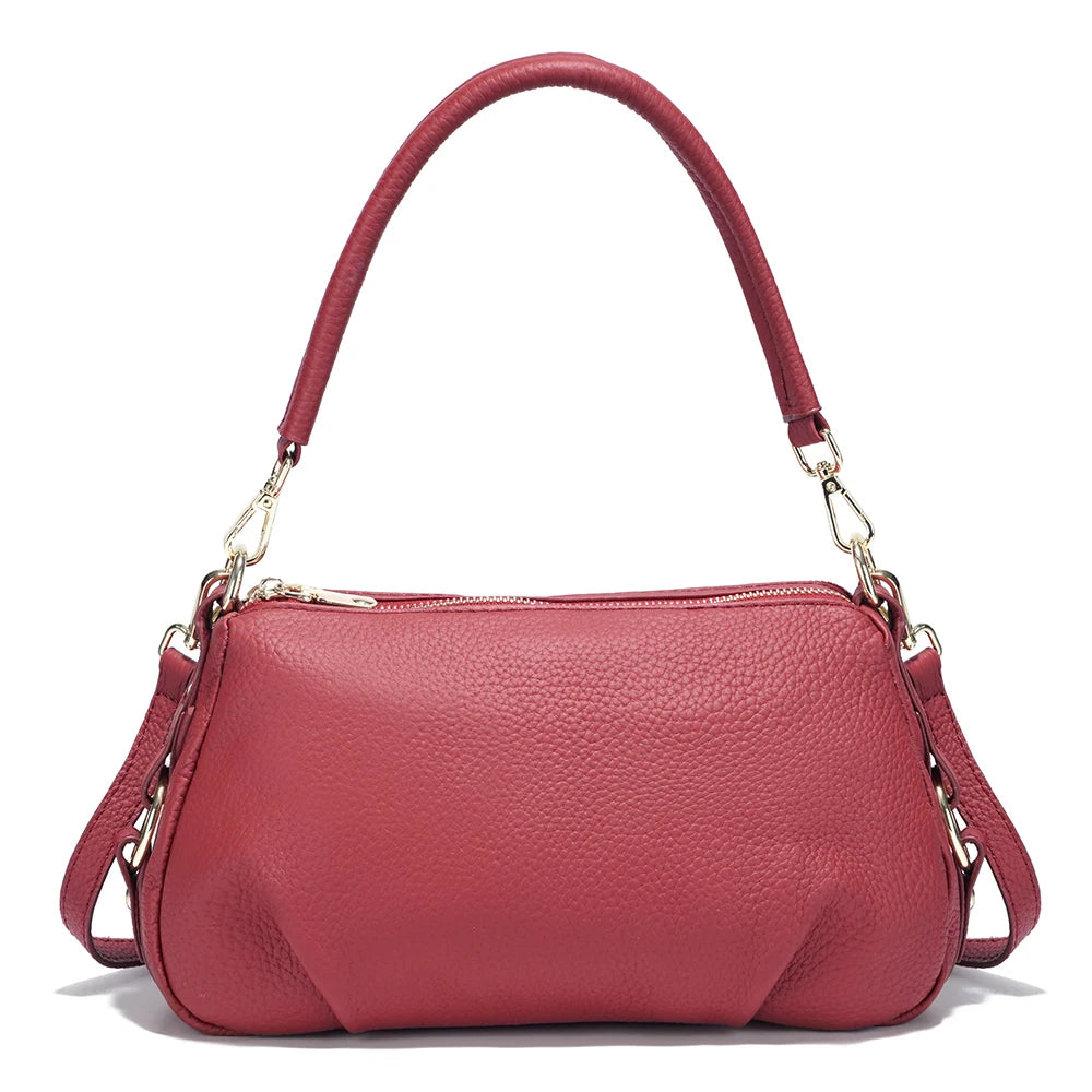 Genuine Leather Pillow Handbag – Simple High-Quality Small Shoulder & Crossbody Bag for Women