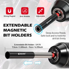 14 Pcs Impact Socket Adapter Set – Quick-Release & Magnetic Drill Bit Extensions with Swivel & Right Angle Adapters