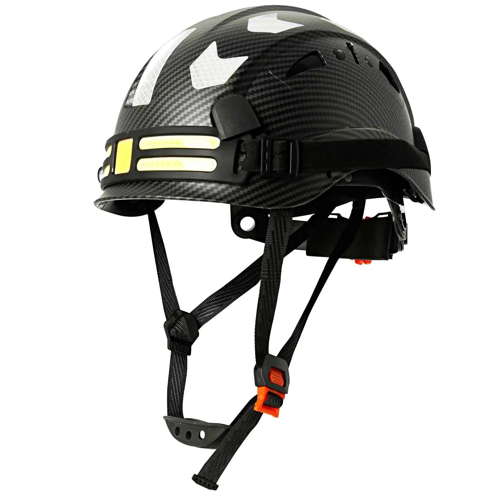 Construction safety helmet with headlamp and reflective stickers – image 3
