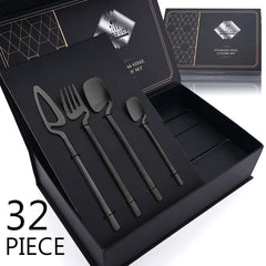 32pcs Black Matte Cutlery Set by Snagg A Dinnerware