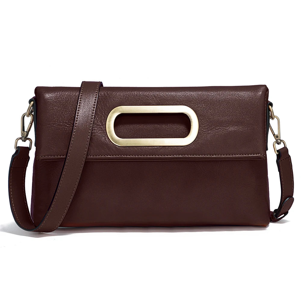 Vintage Genuine Leather Crossbody Handbag – Large Capacity Designer Shoulder Bag for Women, All Seasons