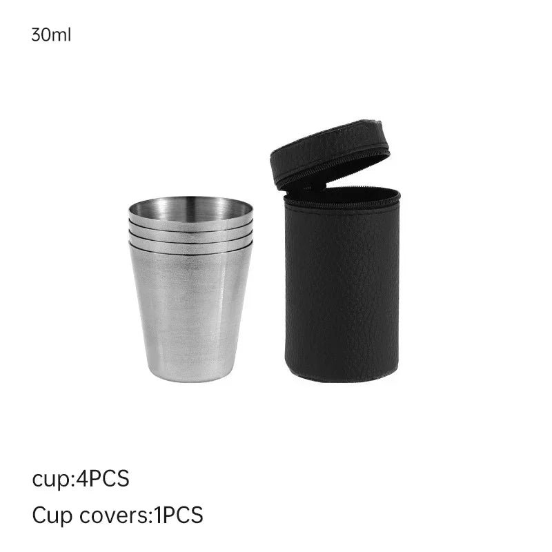 Ouhoe Stainless Camping Cups Four Pcs Nestable Mugs Outdoors by Snagg A Mug